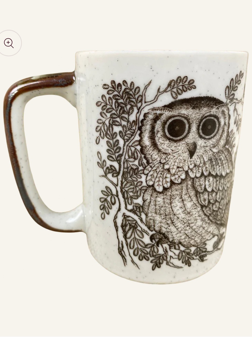 Rare Set of 4 Otagiri Brown & Cream Speckled Owl Mugs Made In Japan - Vintage
